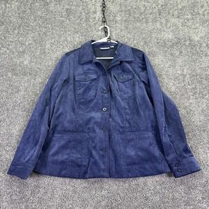 Croft & Barrow Jacket Womens Large Blue Corduroy Button Front Blazer Casual